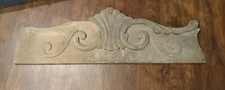 Primitive Antique Carved Wood Architectural Crest AS IS LOSS distressed 13.5x42"