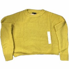 Women's WILD FABLE Mustard Gold Long Sleeve Crop Top Sweater Size Small NWT