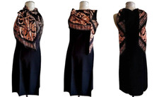 ❤️GIANNI VERSACE Black sleeveless SCARF FOULARD DRESS size 40,US 9