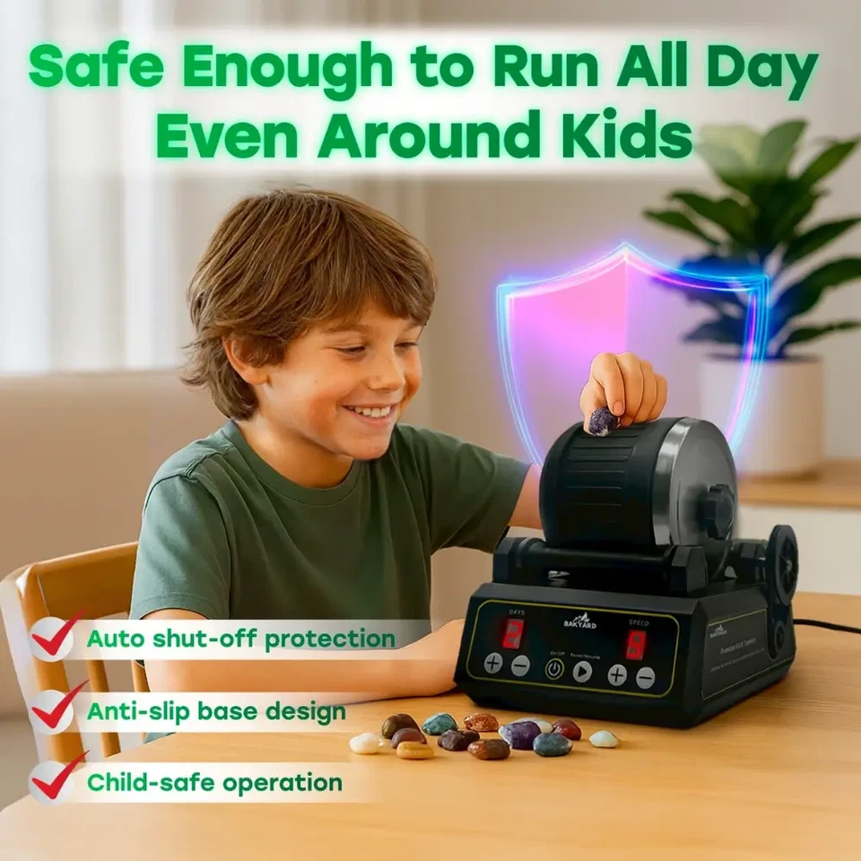 Professional Rock Tumbler Kit 1.2kg Barrel 3-Speed Timer Grits Stones Jewelry - image 3 of 4