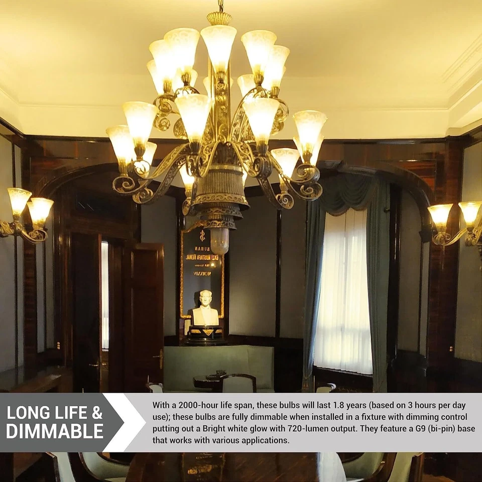 12Pack Q40 Single Ended T3.5 Bulb, G9 Wire Style Frosted Glass, 3200K, 40W 350LM - Image 4 of 4