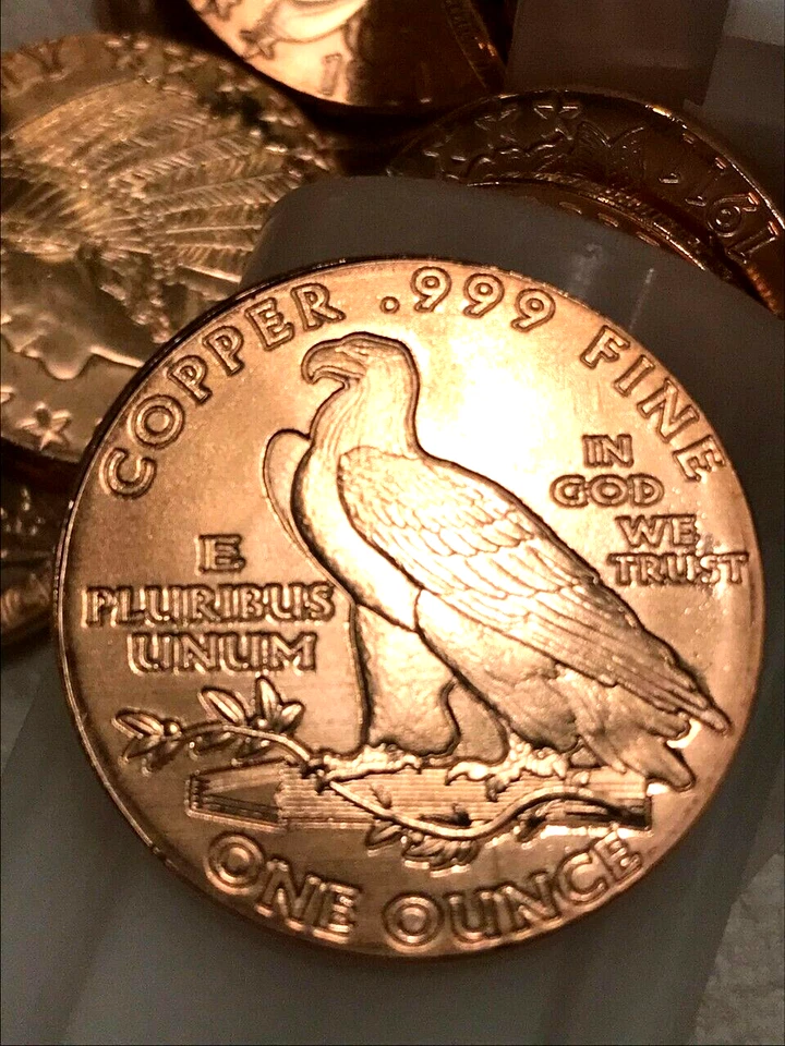Indian Incuse 1911 20 onzas de monedas de cobre de 1 oz cada una (1,25 libras) de Reedersong Foto 2 de 4