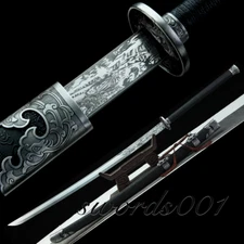 56 In Sharp Miao Dao Broadsword Chinese Saber Carbon Steel Ward Off Bad Luck