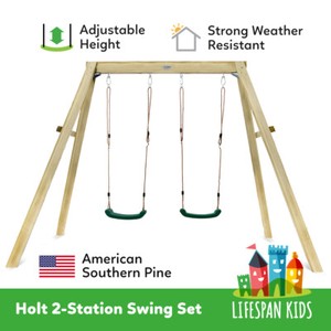 wooden double swing set