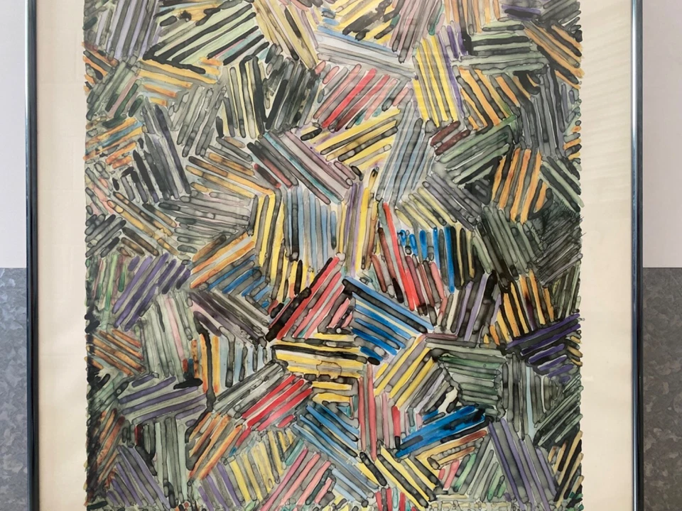 🔥 Cartel de exposición vintage de arte moderno de Jasper Johns dibujos de Los Ángeles, 1981 Foto 4 de 4