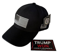 TRUMP...American Flag Hat... Black  1  TRUMP WON  - Window Sticker