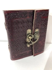 Poetic Earth Leather Pocket Journal 4" x 5" AM Wolf with Classic Brass Latch