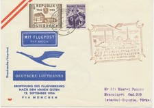 ÖSTERREICH 1956 Eröffnung des Flugdienstes in den Nahen Osten MÜNCHEN - ISTANBUL