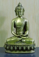 Buddha Figur Statue Skulptur Feng Shui Sitzend Betend Almosentopf H 20Cm Messing