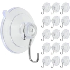 15-Piece Removable Suction Cup Hooks Thickened Clear Reusable Suction Cups fo...