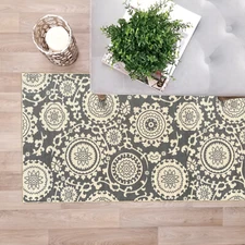 Custom Size Stair Hallway Runner Rug Rubber Back Non Slip Grey Floral Medallion