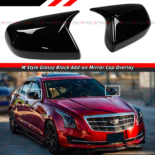 For Cadillac 13-19 ATS Sedan & 20-25 CT4 M Style Gloss Black Mirror Cover Cap