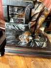 PAIR CARVED WOOD DON QUIXOTE PANCHO SANZA BOOKENDS — photo 8