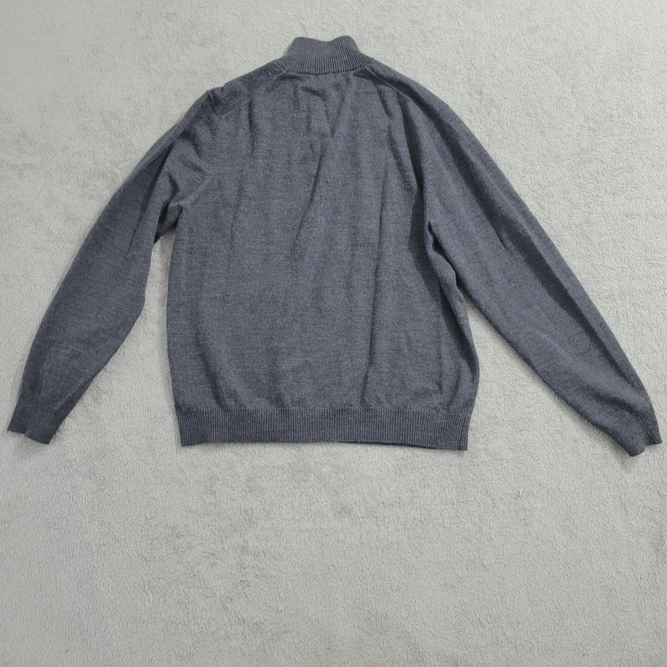 Suéter Piattelli Barneys New York Para Hombres Gris 1/4 Cremallera L 100% Lana Merino 28CT Foto 2 de 4