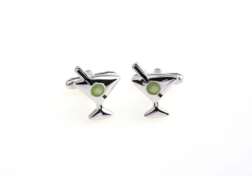 Martini Par Gemelos Vidrio Oliva Boda Elegante Caja de Regalo y Paño de Pulido Foto 3 de 3