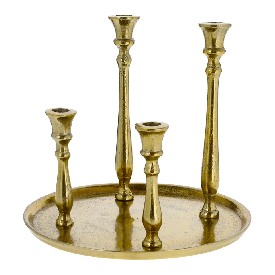 Adventskranz Kerzentablett silber gold Aluminium 4 Stabkerzen Kerzenteller 30 cm - Bild 3 von 4