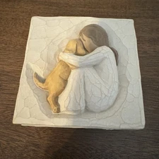 New Willow Tree Dog Girl Trinket Box TRULY A FRIEND Demdaco Susan Lordi 2003