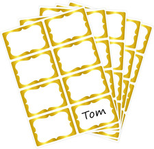 Gold Name Tags Stickers 3.5'' X 2.4'' 200 Pcs Self-Adhesive Name Tags Labels Bor