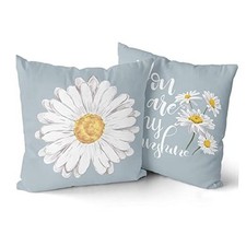 Pillow Covers 18x18 Inch Set of 2 Farmhouse Summer 18" x 18" Pack of 2 Daisy