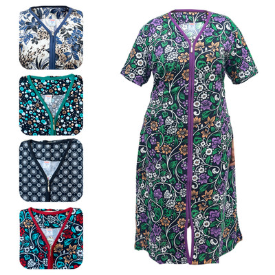 Damen Hausmantel Hauskleid Bademantel Morgenmantel mit Reißverschluss Халат