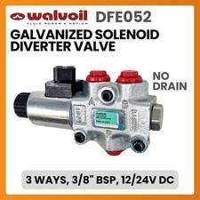 Walvoil DFE052 Solenoid Diverter Valve 3 Way 3/8" BSP 12/24V DC 60 L/min 200 Bar