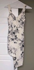 ASOS Floral Midi Dress Sleeveless Strappy US Size 0 White Black Gray