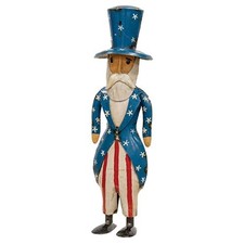 New Primitive Recycled Metal Americana UNCLE SAM FIGURE Standing Statue 14"