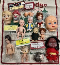 Lot of 13 Vtg Rubber  Plastic Doll Craft Heads Parts Fibre Craft Kewpie