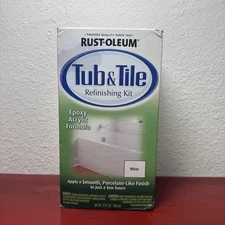 Rust-Oleum Tub & Tile Refinishing Kit Epoxy Acrylic White Paint 32 Oz Bath Sink