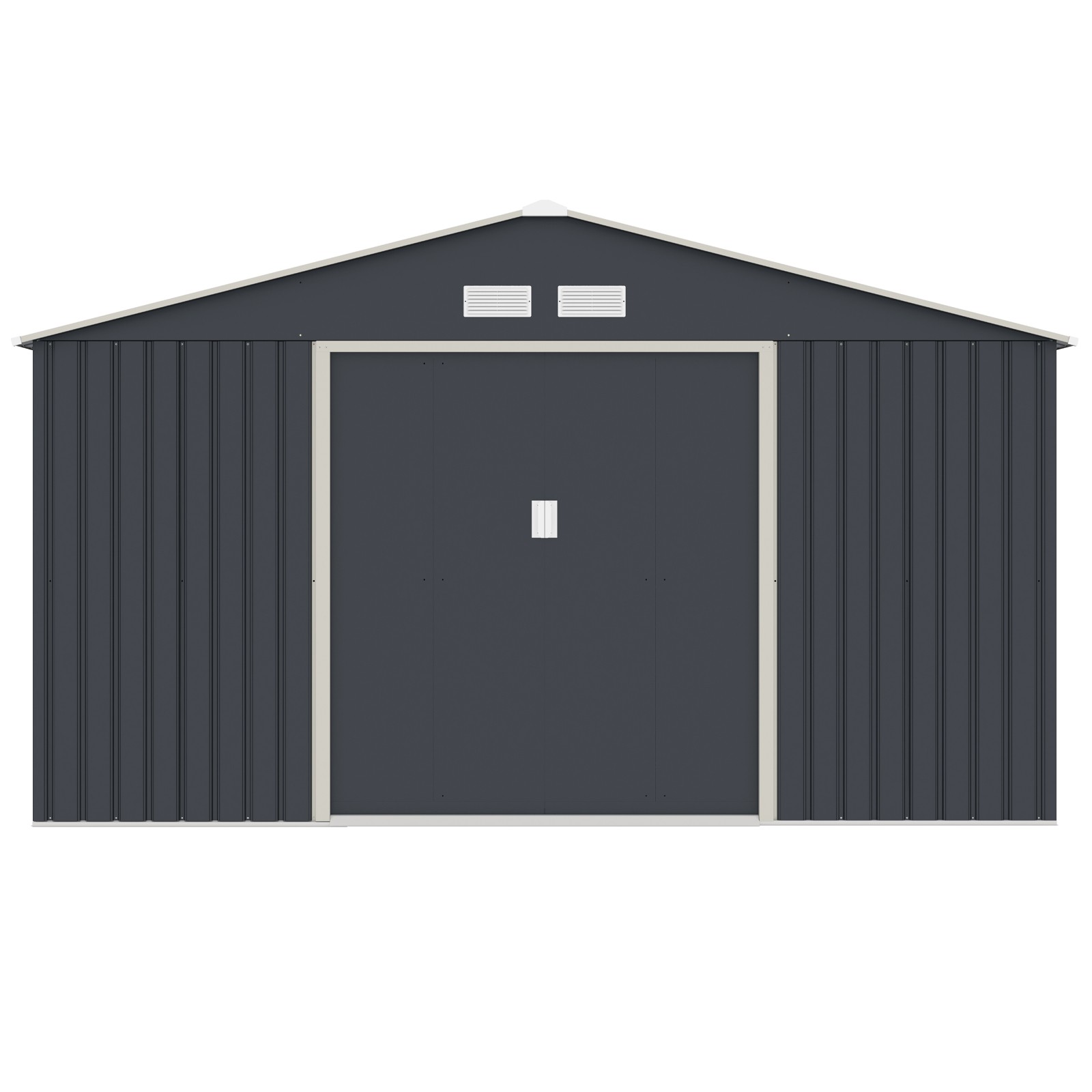 HATTORO S350 Metall Gerätehaus 341x322x201 cm Geräteschuppen Gartenhaus Grau