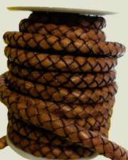 Genuine Leather Bolo Braided Cord BROWN 10 Feet 10mm size