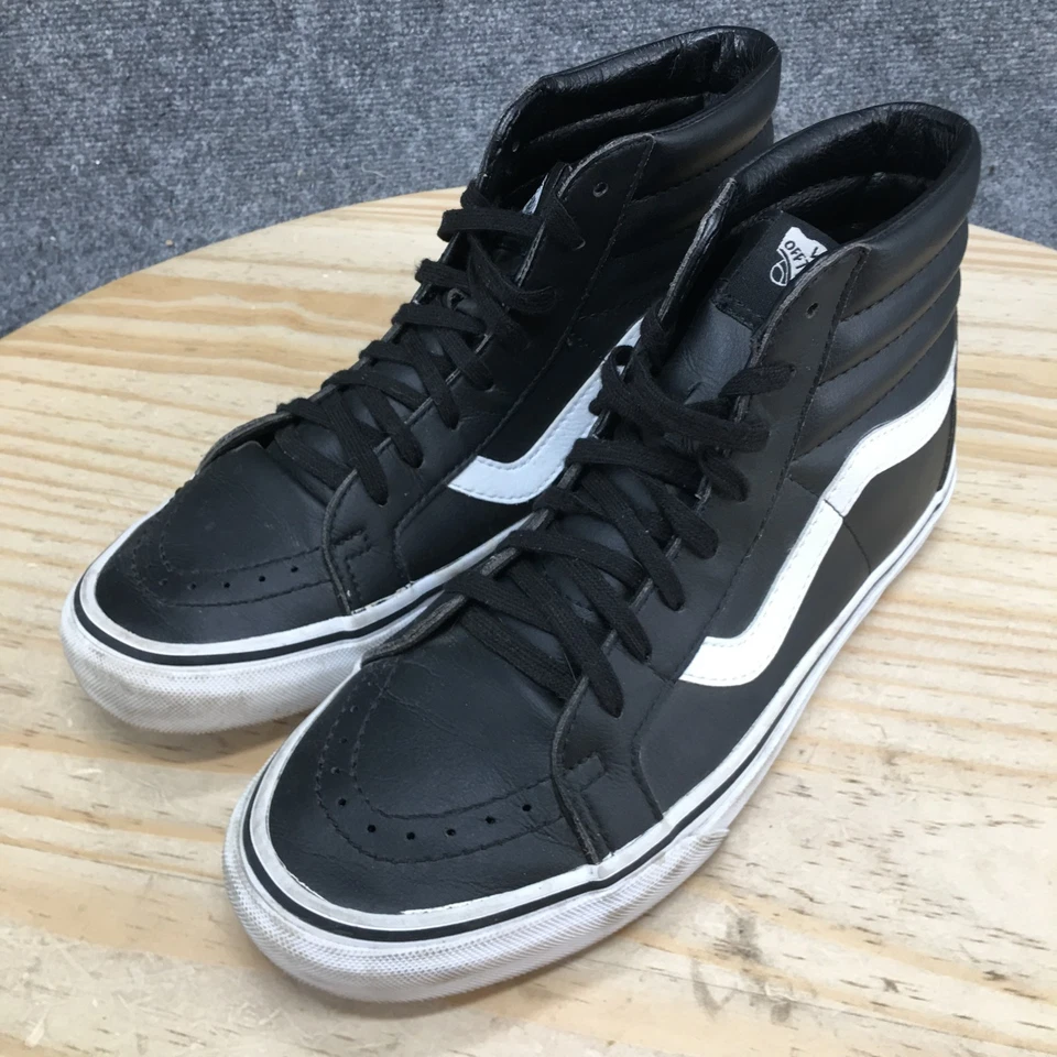 Zapatos Vans para hombre 7,5 para mujer 9 negros Sk8-Hi reedición cuero con cordones redondos 721277 Foto 4 de 4