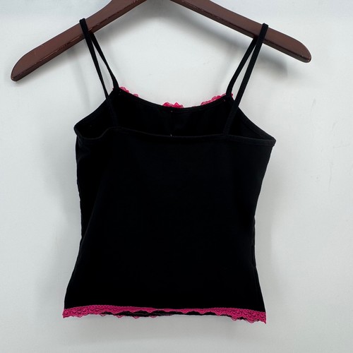 Romwe Damen XXS schwarz pink Totenkopf gekreuzte Knochen Spitze Schleife Cami Top Punk Y2K Goth - Bild 5 von 9