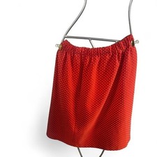 True vintage Red polka dot skirt with elastic waistband 15" w X 24" L L4