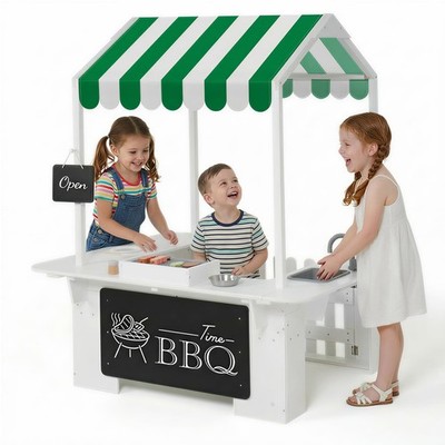 Kids Outdoor Playhouse Mud Kitchen BBQ Toys Role Play White EAMZ003 3-8 EDUBEBO