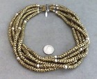 Modernist TERIPELIO Designer 5-Strand BRASS Sterling BEAD NECKLACE 16" Choker — photo 6