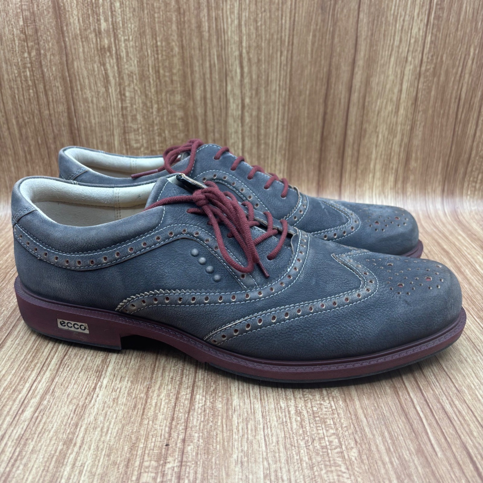 ECCO Tour Hybrid Golf Oxford Mens Gray Port Size 42 Leather 