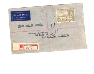 PAPUA 1/6 Registered FDC cds PORT MORESBY