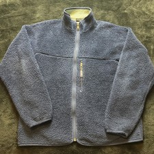 Vintage 90s Patagonia Fleece Deep Pile Full Zip Jacket Navy Blue USA Size Large
