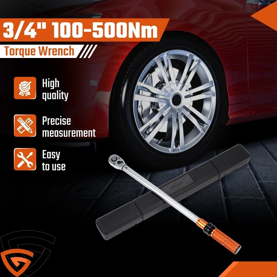 High Accuracy Torque Wrench 100-500 Nm 3/4" Socket Square Drive Hand Ratchet UK - Image 2 of 4
