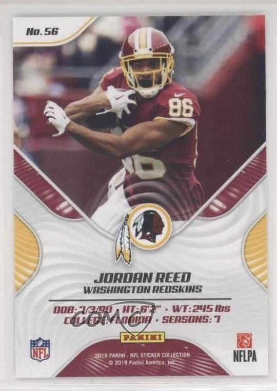2019 Panini NFL Sticker Collection Silver Jordan Reed #56 - Image 2 of 2
