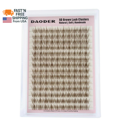 Brown Lash Clusters Natural Wispy Lash Extension with Invisible Clear Band C Cur
