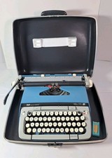 Vintage Smith Corona Galaxie 12 Typewriter Blue With Carying Case thumbnail