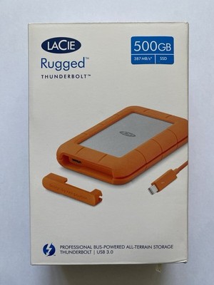 LaCie Rugged 500GB SSD Thunderbolt USB 3.0 Portable External Drive STEZ500400