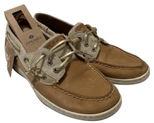 Sperry Top-Sider Women's Size 8 Boat Shoes Rosefish Sparkle Tan W/ Relacing Kit