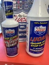 Lucas Oil 10278 Engine Oil Stop Leak - 1  10512 fuel System Cleaner 1-16 Oz
