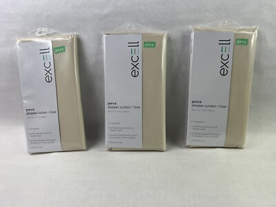 #ad Excell Lot Of Three 70 in. H x 71 in. W Vinyl Solid Shower Curtain Liner Bone $19.45