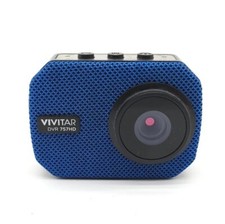 Vivitar Go Cam DVR757HD Blue Action Waterproof Dash 12mp Tested Works