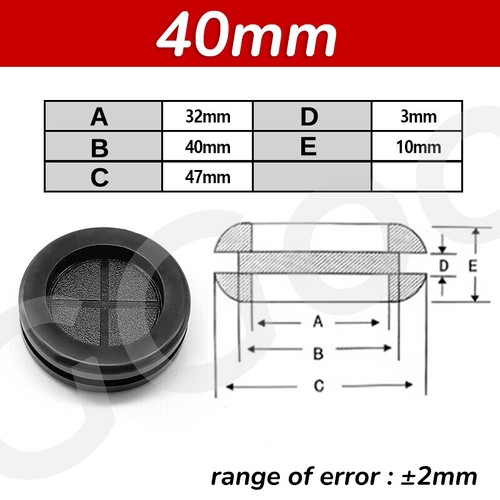 12mm-130mm Blanking Grommets Black Rubber Grommet Closed Blind Hole Plug Bungs - Afbeelding 18 van 32