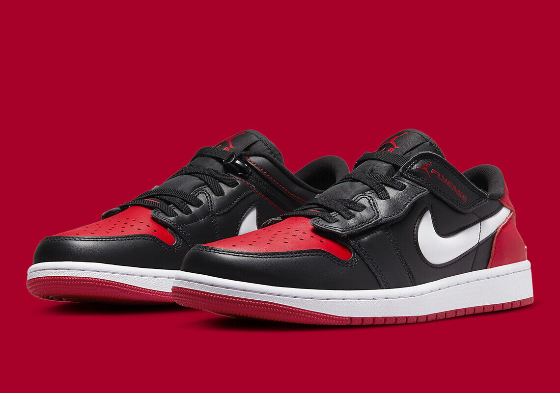 Nike Air Jordan 1 Low Flyease Bred Banned Black Gym Red Nike Air Jordan 1 Low Flyease Bred Banned Black Gym Red
